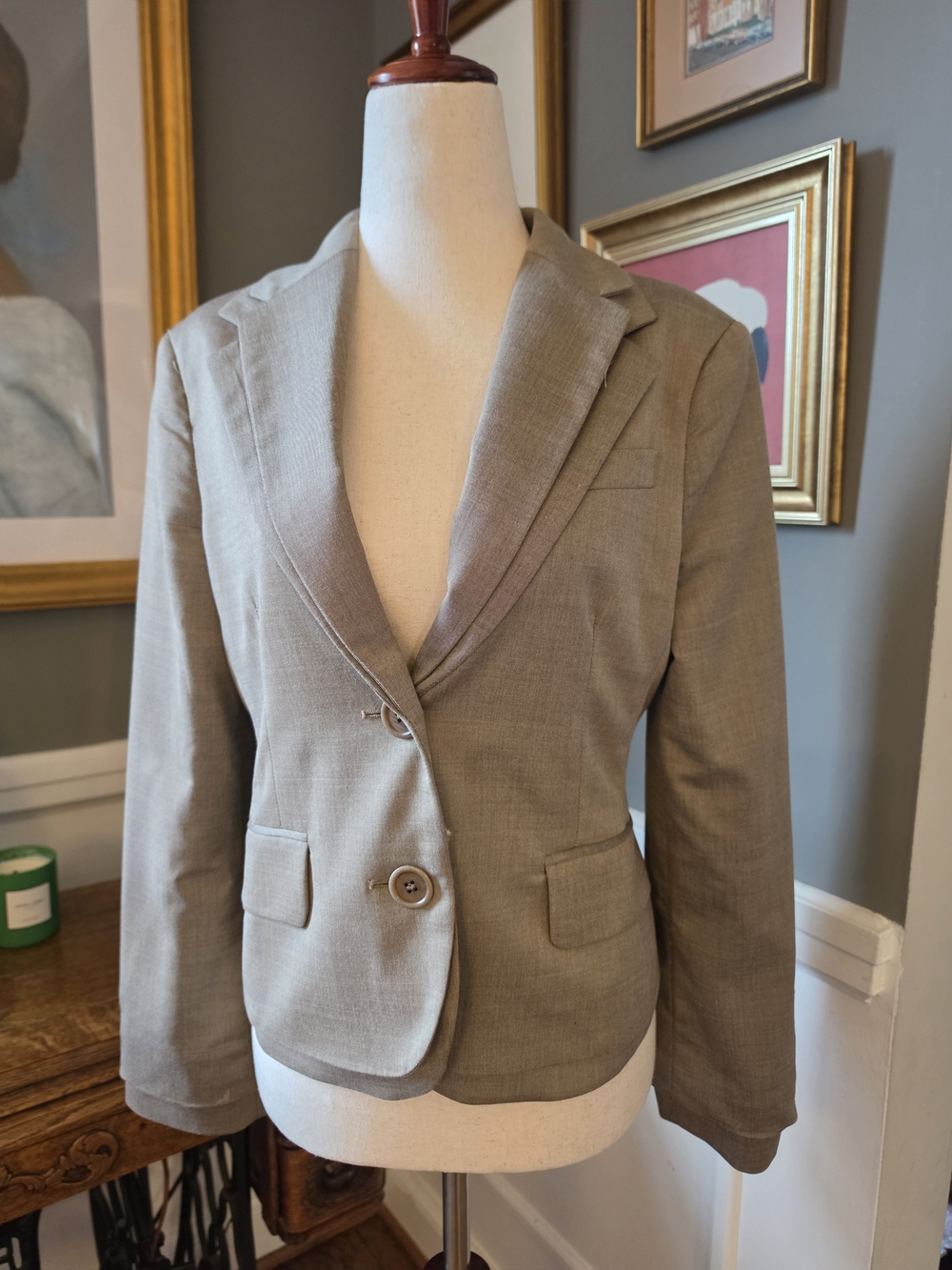 BCBGMaxAzria Taupe Single-Breasted Tailored Blazer Size S